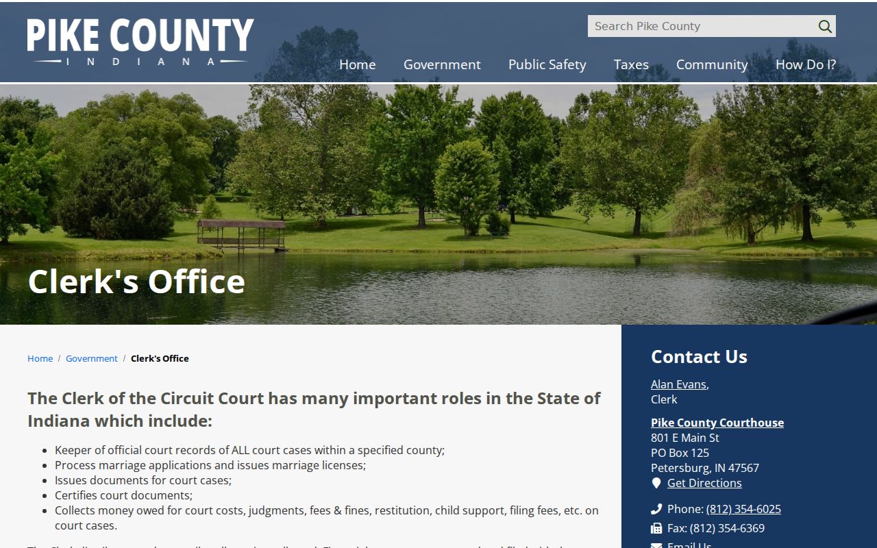 Pike County court docket Clerk office information