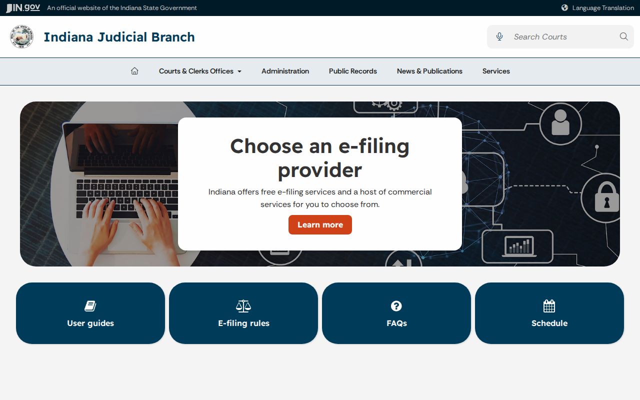 Pike County civil docket Indiana court e-filing system