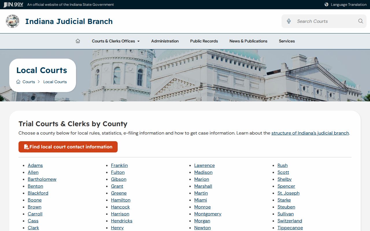 Pike County civil docket Indiana local courts overview