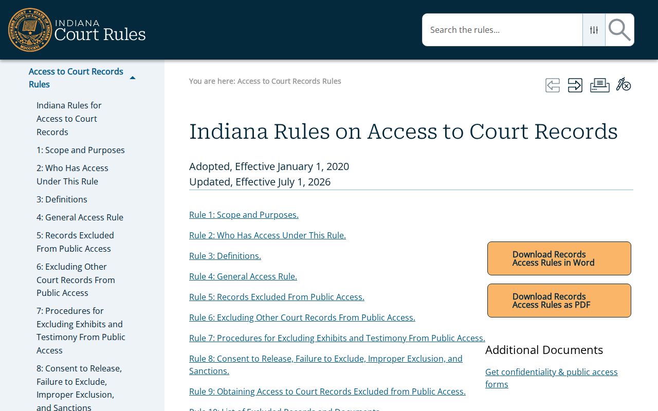 Pike County court dates and Indiana access rules