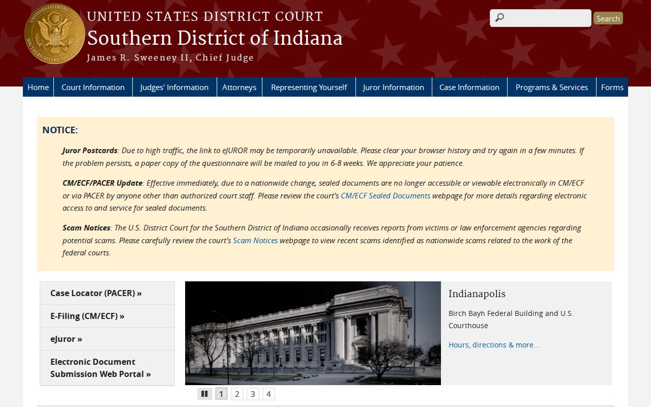Pike County federal case lookup Southern District of Indiana