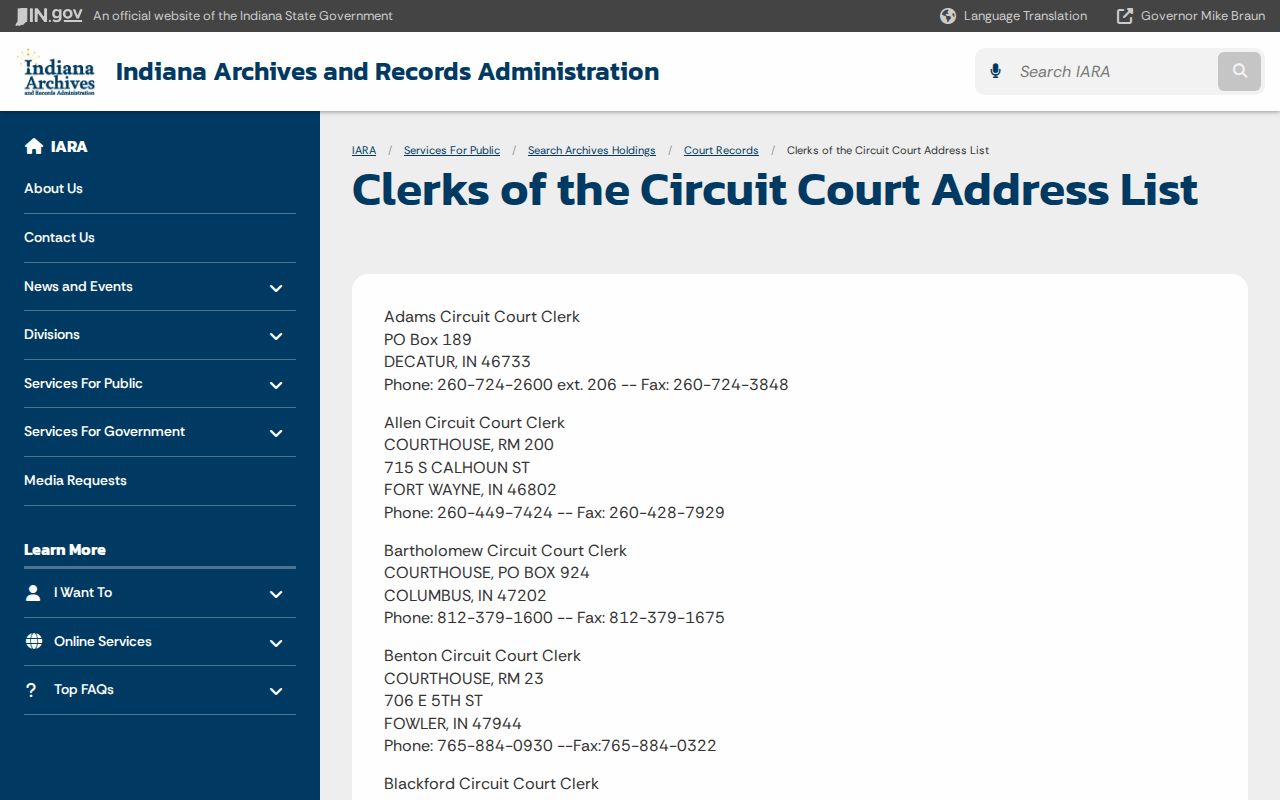 Petersburg court docket Clerk address listing